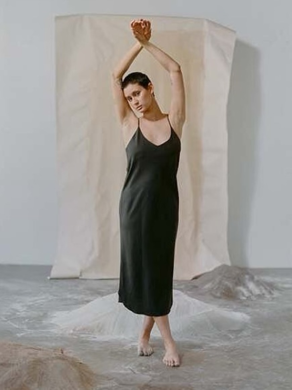 OZMA of California Bias Slip Dress Regen Silk Noil